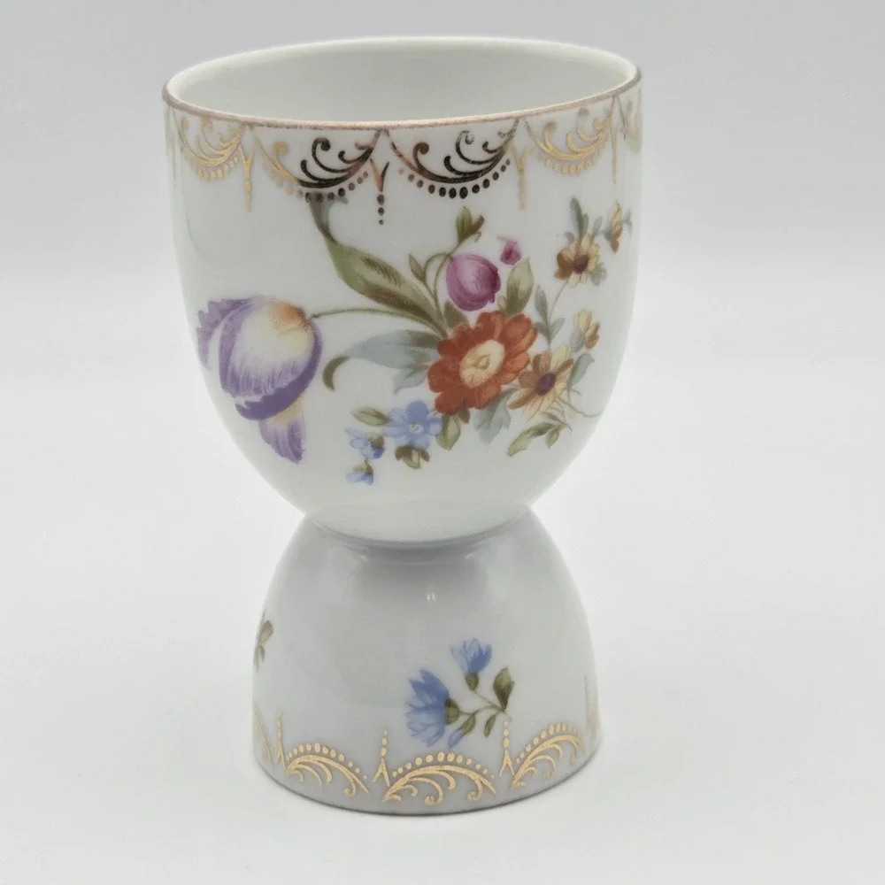 Rosenthal Selb Dresden Floral Porcelain Egg Cup With Gold Trim Cottagecore